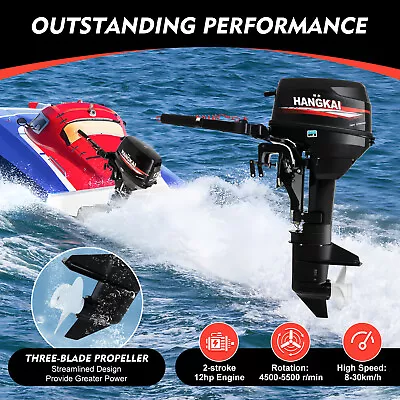 HANGKAI 12HP Outboard Motor 2 Stroke Heavy-Duty Gasoline Boat Engine Water Cold • $1092.50