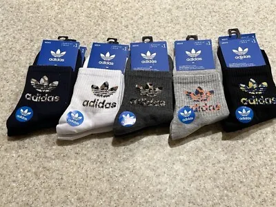 Adidas Men’s Socks Crew Socks Originals 5 Pack Colorway Sz 8-12 Unisex Socks NWT • $15.99