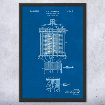 $189.95 • Buy Framed Farnsworth Vacuum Tube Wall Art Print Engineer Gifts Vacuum Tube Art