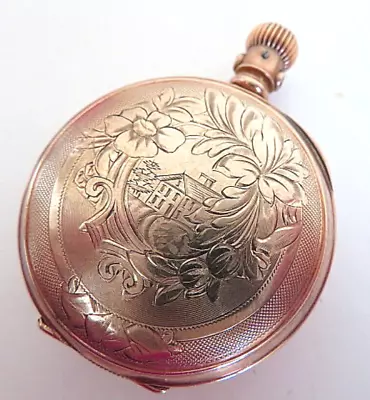 Antique Estate Hampden Pocket Watch Embossed Rose Gold Filled Hunter Case • $41.07