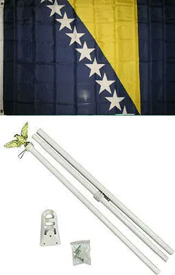 3x5 Bosnia Bosnian Flag White Pole Kit Set 3'x5' • $23.88