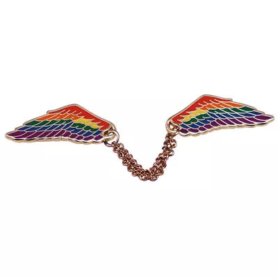 Rainbow Wings With Chain Funny Cute Mini Metal Enamel Badge Brooch Pin • $4.39