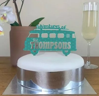 Personalised Perspex Retro Campervan Wedding Cake Topper • £15.99