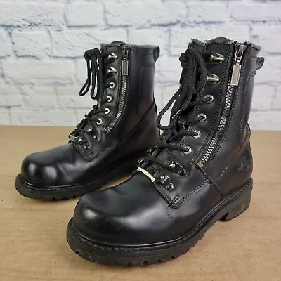 Milwaukee Freedom Flex Motorcycle Blk Leather Lace & Zip Biker Boots Size 8.5 D • $39.77