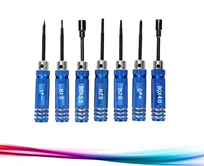 £10.99 • Buy RC Tools Kit Hex Driver 7pcs Tools Set Model DIY Repair Aluminium Alloy Blue