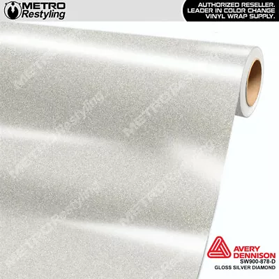 Avery Dennison Gloss Silver Diamond Vinyl Car Wrap Decal Film Sheet Roll | 878-D • $4.95