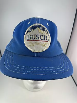 Vintage Ball Cap BUSCH Mountain Patch Snapback Hat 70s 80s Beer Used • $16.99