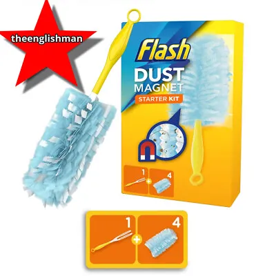 £7.42 • Buy FLASH Dust Magnet Duster STARTER KIT 1 HANDLE & 4 REFILLS - Fast Cleaner💖💖💖