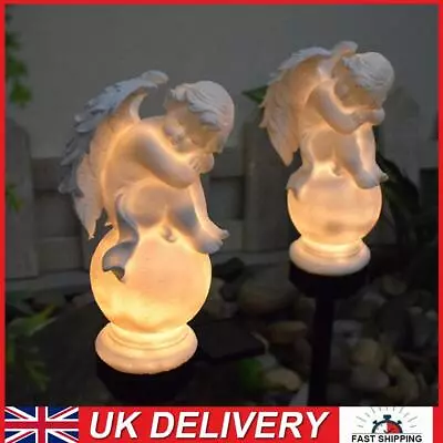 Garden Solar Angel Sculpture Garden Stake Light Resin Wings Angel Memorial Gifts • £13.99