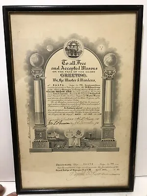 1946 Masonic Master Mason Framed Certificate - Grand Lodge Of Georgia - Signed • $49.95