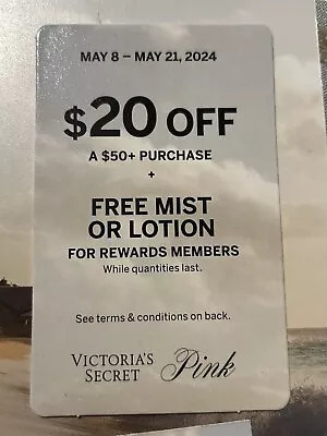 Victoria's Secret Reward Cupon  $20 Off $50 Purchase • $1.50