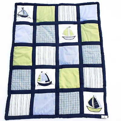 Nautica Kids Nursery Crib Blanket Quilt Patchwork Sailboat Boat Size 34.25x42.5  • $26.09