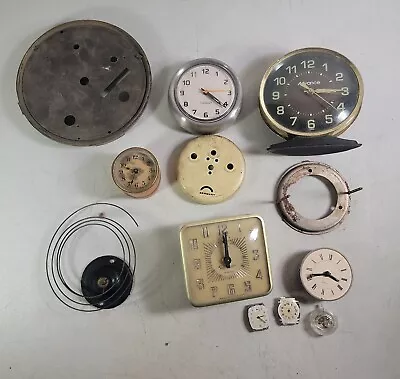 Vintage Alarm Clock & Parts Lot Steampunk Gilbert Nite-glo Lux Advance C163 • $22