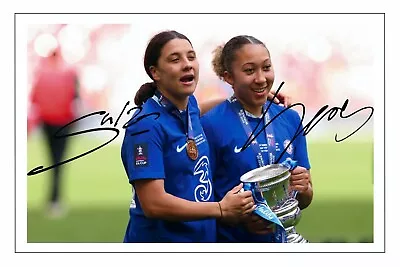 SAM KERR & LAUREN JAMES Signed Autograph 6x4 PHOTO Gift Print CHELSEA LADIES • £3.79