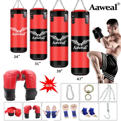 Kickboxing Punching Bag Set Free Accessories Heavy Cardio Training MMA Gloves • $32.29