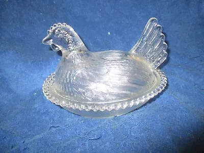 Indiana Glass Hen On A Nest Clear Candy Dish Crystal Glass Chicken Vintage • $16.10