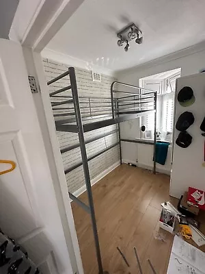 IKEA SVARTA Metal Single Loft Bed Frame High Sleeper Bunk • £150