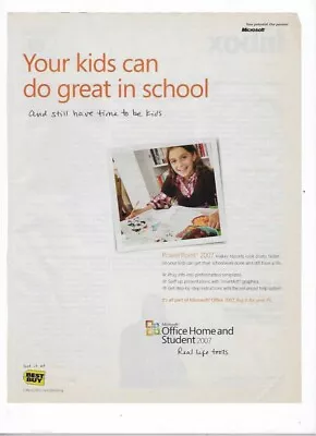 Microsoft Office Home And Student 2007 Best Buy 2008 Print Advertisement • $8
