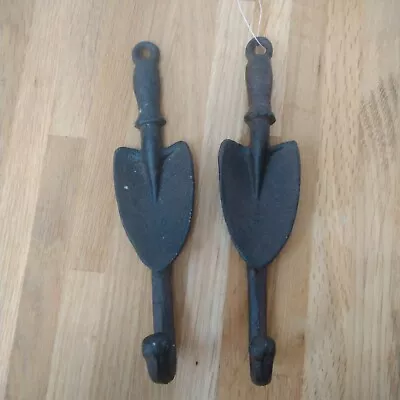 Cast Iron Hook Garden Spade Coat Tool Hanger Rustic Home Shed Outdoor Décor X 2 • £5