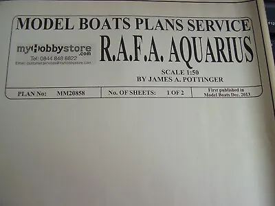 Original Model Boat Plan Rafa Aquarius Air Force Auxillary 2013 • $12.62