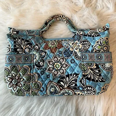 Vera Bradley Bali Blue Quilted Floral Handbag Purse Clutch Gabby Retired NICE • $16
