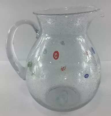 Handmade Handblown Millefiori Murano Bubble Glass Pitcher • $72.21