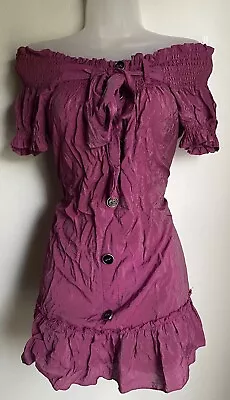 Off The Shoulder Dress Purple Magenta Bow  Size Small  • $1.99