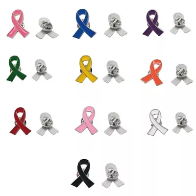 10Pcs Pink Ribbon Brooch Pins Breast Cancers Awareness Lapel Pin Ribbon Lapel • £6.30