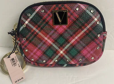 Victorias Secret Plaid Studded KEY CHAIN RING Essential Pouch COIN Wallet NWT • $15