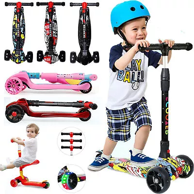 3 Wheels Kids Scooter Child Kick Push Scooter LED Flashing Tilt Lean Boys Girls • £19.99