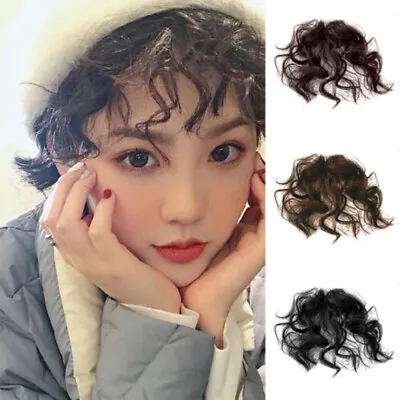 £3.30 • Buy Natural Fluffy Curly Fake Fringe Bangs Girl Clip-in Hair Hairpieces Extensions~
