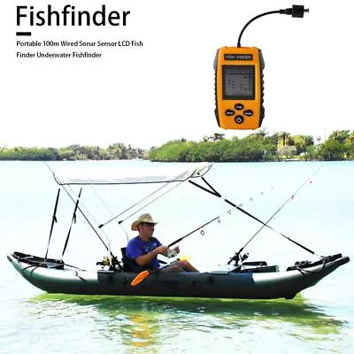 Portable 100m Wired Sonar Sensor LCD Fish Finder Depth Locator Echo Sounder Fish • $57.08