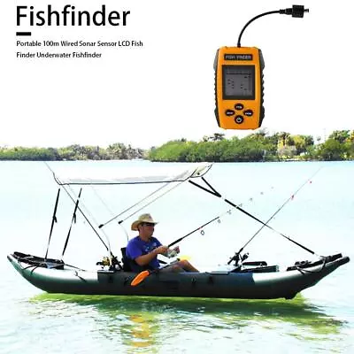 Portable 100m Wired Sonar Sensor LCD Fish Finder Depth Locator Echo Sounder • $52.59