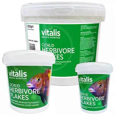 Vitalis Cichlid Herbivore Flakes Fish Food Replaces Rift Lake Green Malawi • £9.99