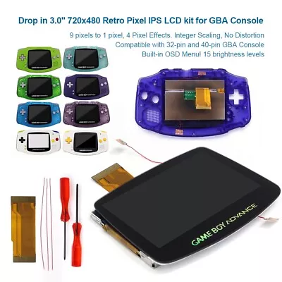 Drop In V5 GBA 3.0 IPS Backlight LCD Laminated Screen Kits For Gameboy Advance • £46.56