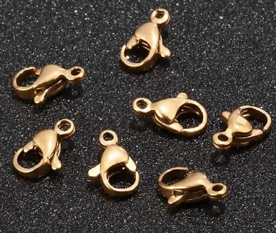 Gold Plated 15mm X 6mm Lobster Clasp Clasps Hook Hooks Necklace Bracelet K7 UK • £2.29