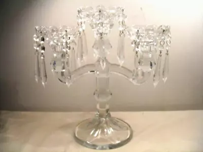 $26.50 • Buy Vintage 2-Arm 3 Candle Crystal Candelabra W/ Prisms Candle Holder