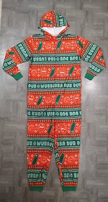 EUC Men's RICK And MORTY Holiday Christmas Pickle ONE-PECE Pajamas - LARGE / XL • $18.99