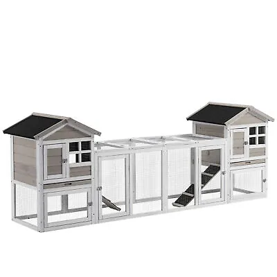 £214.99 • Buy PawHut 2-In-1 Rabbit Hutch W/ Double House, Run Box, Slide-Out Tray, Ramp
