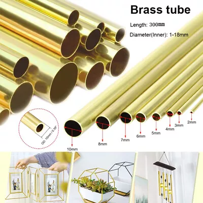 Brass Round Tube DIY Tube Diameter 2/3/4/5/6/7/8/10/14/16/20mm L300mm Brass Tube • £3.54