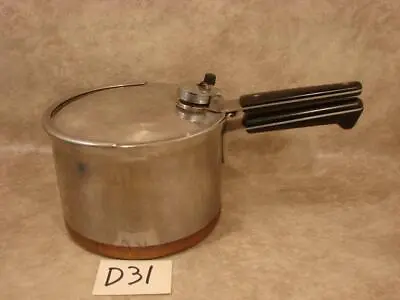 D31 Vintage 1801 Revere Ware 4 Qt Pressure Cooker Pan Copper Bottom Original • $39.99