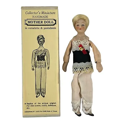 Vintage Shackman Dollhouse Miniature Mother Mom Doll Bisque Porcelain 5.5 Inch • $18