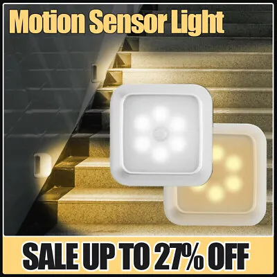 LED Wireless PIR Motion Sensor Light Battery Wall Cabinet Lamp Night Lights • £1.99