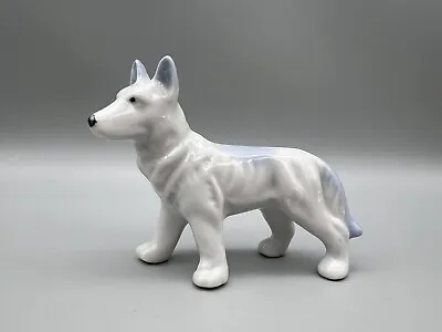 Vintage Porcelain German Shepherd Dog Figurine Blue White Japan • $19.99