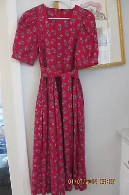 Laura Ashley Vtg. 1980's Prairie/tea Dress Red Flowered Sz. 10 Rare Print • $99