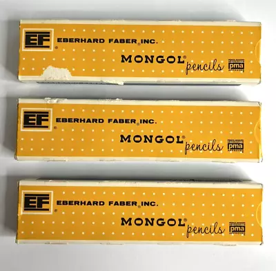 3 Boxes Eberhard Faber Mongol 482 F 2.5 Pencils 12 Each Box New Gold Band Vtg • $60