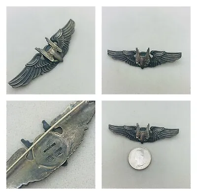 WWII Sterling Silver US Army Air Force Aerial Gunner Wings Badge - Moody Bros. • $99