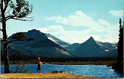 Two Medicine Lake Glacier National Park MONTANA Postmarked 1966 POSTCARD D8 • $4.65