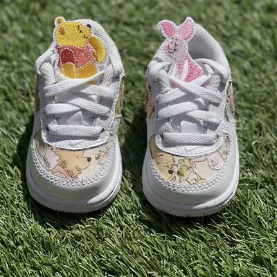 Winnie The Pooh & Piglet Style Toddlers/kids Custom Air Force 1’s • $200