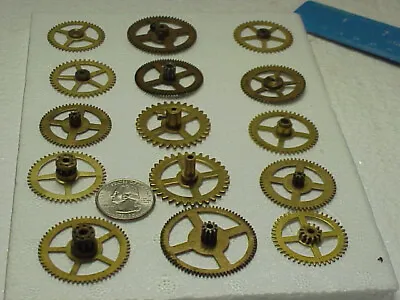 15 Used Brass Clock Gears With Hubs Steampunk Altered Art Projects Parts #17 • $14.99
